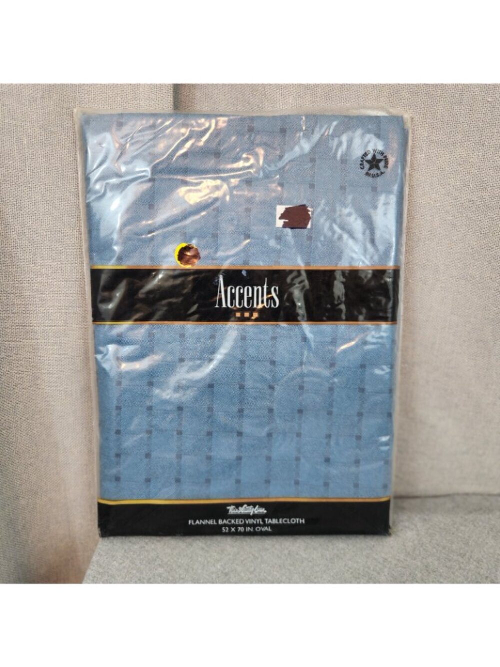 Summer Living Blue Flannel Backed Vinyl Tablecloth 1pc 52" x 90" Oblong NEW Oval - Picture 5 of 7